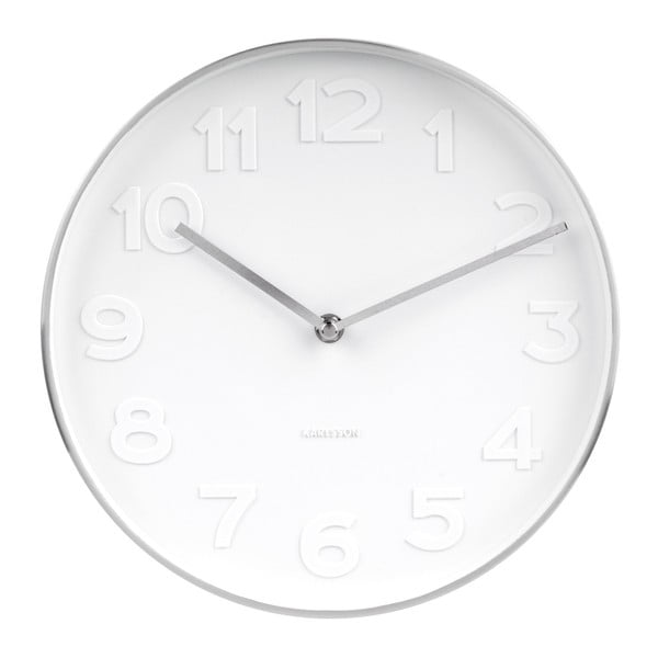 Zidni sat s detaljima u srebrnoj boji Karlsson Mr. Bijela, ⌀ 28 cm