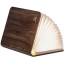 Tamno smeđa mala stolna lampa u obliku knjige od orahovog drveta Gingko Booklight