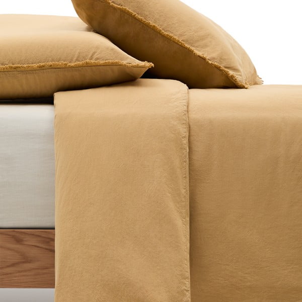 Senf žuta posteljina za krevet za jednu osobu/za produženi krevet od pamučnog perkala 150x220 cm Sifinia – Kave Home