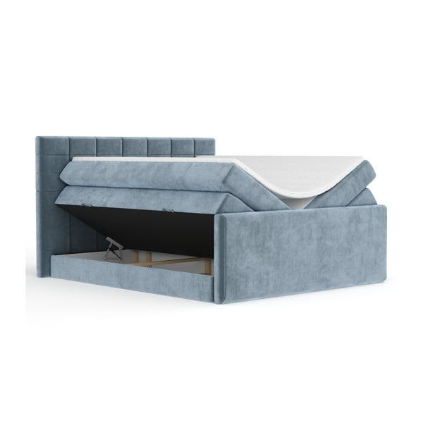 Plavi boxspring krevet s prostorom za odlaganje 160x200 cm Ava – Maison de Rêve-image-2