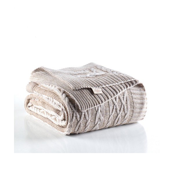 Bež-sivi pokrivač Knit, 220 x 240 cm-image-1