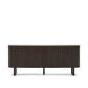 Tamno smeđa niska komoda u dekoru jasena s kliznim vratima 180x75 cm Mailen – Kave Home