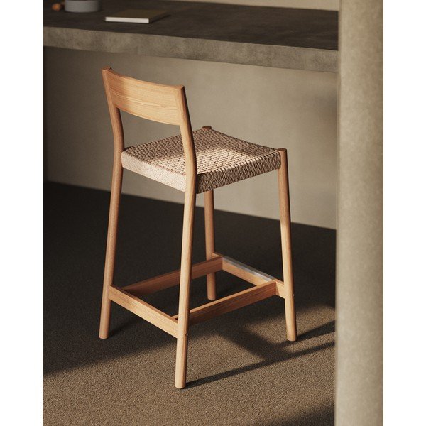 Barska stolica od punog hrasta u prirodnoj boji (visine sjedala 65 cm) Yalia – Kave Home-image-1