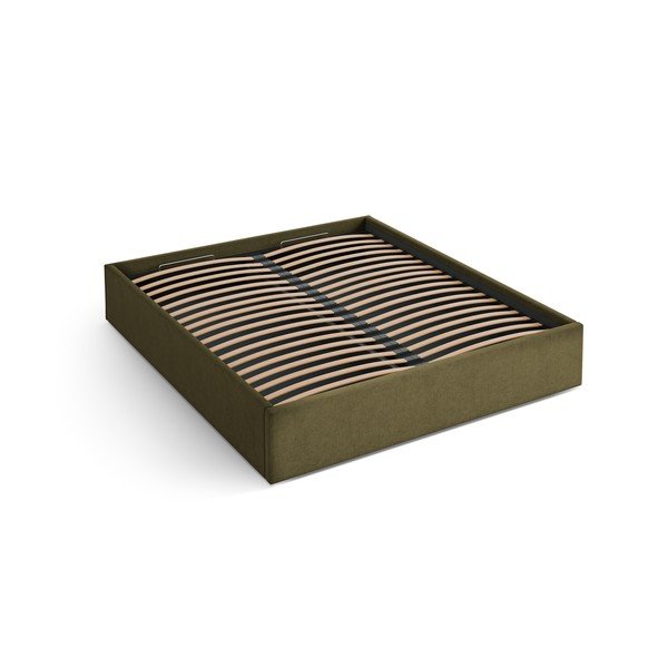 Zeleni tapecirani bračni krevet s prostorom za odlaganje/bez uzglavlja s podnicom 160x200 cm Susan – Micadoni 