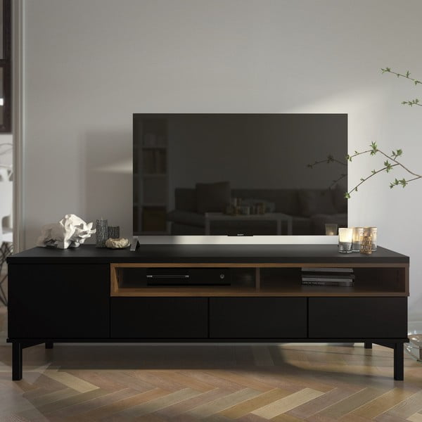 Crna TV komoda 156x48x48 cm Roomers – Tvilum-image-2