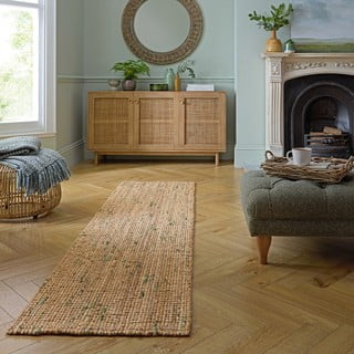 Zelena/u prirodnoj boji obostrana/ručno rađena jutena staza 60x230 cm Jute Boucle Green – Flair Rugs