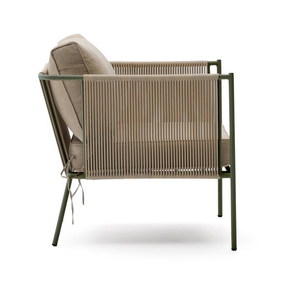 Zelena/bež metalna vrtna fotelja Zivia – Kave Home-image-3