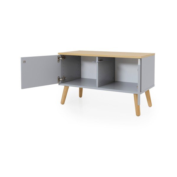 Siva klupa s nogama od hrastovog drva Tenzo Dot, širina 79 cm-image-3