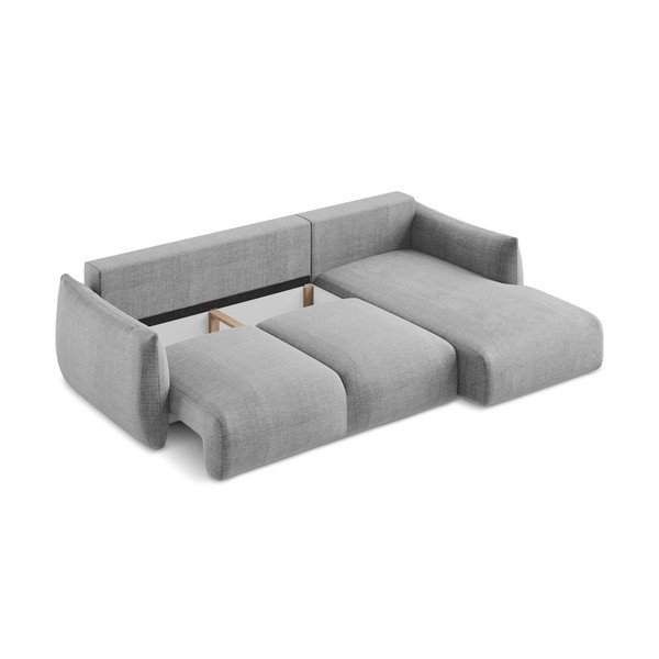 Svijetlo siva sklopiva kutna garnitura (s desnim kutom/s ležaljkom) Leila – Makamii-image-4