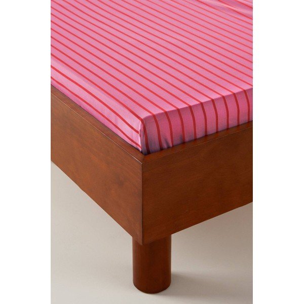 Ružičasta plahta s gumom od organskog pamuka 90x200 cm Sima – Jotex-image-1