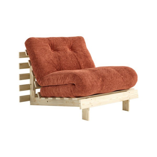 Futon fotelja na rasklapanje od samta boja terakote Roots – Karup