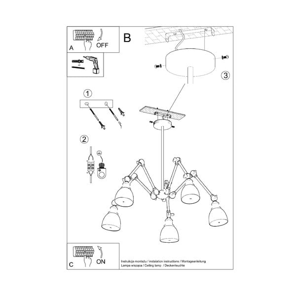Crna visilica s metalnim sjenilom 70x70 cm Matilda Shade - Sollux-image-4