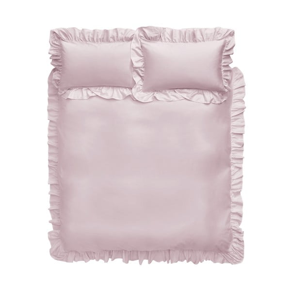 Ružičasta pamučna posteljina Bianca Frill, 135 x 200 cm