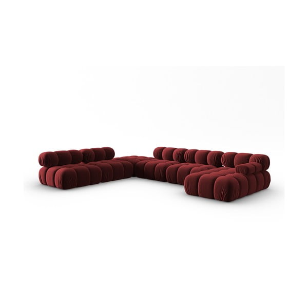 Crvena baršunasta sofa 379 cm Bellis – Micadoni Home-image-3