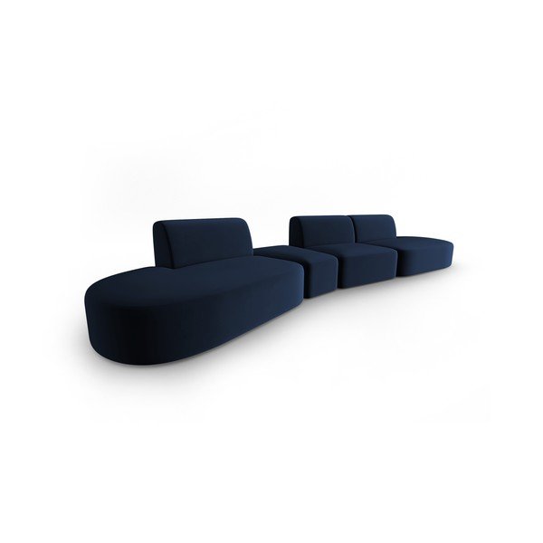 Plava baršunasti sofa s lijevim kutom 428 cm Paolo – Milo Casa-image-2