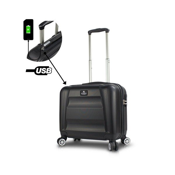Crni putni kovčeg na kotačima s USB priključkom My Valice COLORS LASSO Cabin Suitcase-image-1