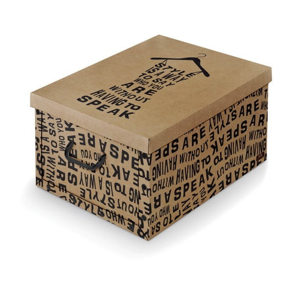 Smeđa kutija za pohranu s crnim detaljima Domopak Kraft, dužine 50 cm