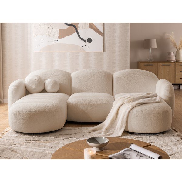 Svjetlo smeđa kutna garnitura od bouclé tkanine (u obliku slova "U") Orbit – Ropez-image-1