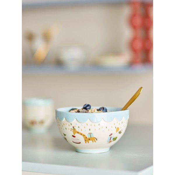 Svijetlo plava/krem dječja zdjelica od kamenine ø 13,5 cm Celebrate – Bloomingville Mini-image-1