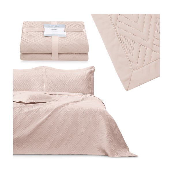 Svijetlo ružičasti prošiven prekrivač od mikrovlakana 170x210 cm Ophelia – Restilo-image-4