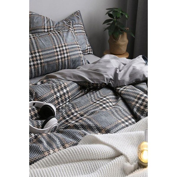 Siva pamučna posteljina za krevet za jednu osobu/s produženom plahtom  160x220 cm - Mila Home-image-1