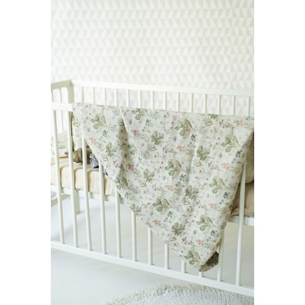 Dječji bež lanena navlaka za poplun Linen Tales Botany, 140 x 200 cm-image-1