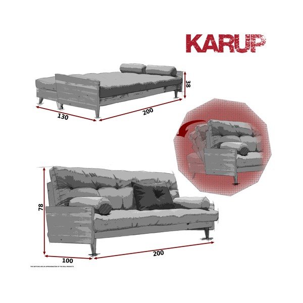 Sofa na razvlačenje Karup India White / Vision / Gris-image-4