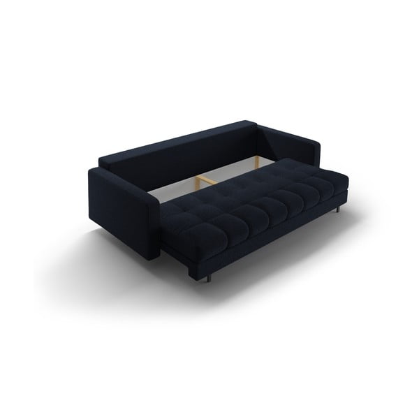 Tamno plava sklopiva/s prostorom za odlaganje sofa od bouclé tkanine 222 cm Bali – Cosmopolitan Design-image-4