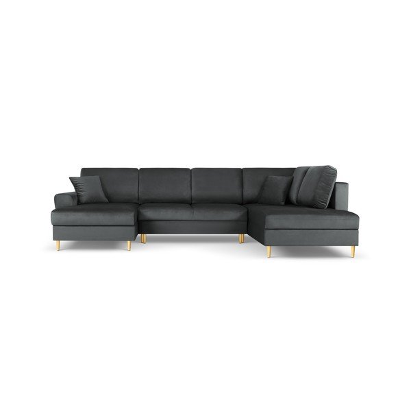 Tamno siva baršunasti sklopiva/s prostorom za odlaganje kutna garnitura (s desnim kutom/u obliku slova "U") Kyoto – Cosmopolitan Design