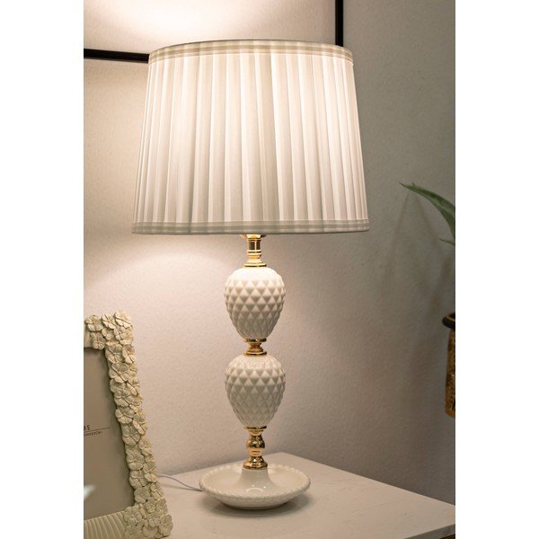 Bijela stolna lampa s tekstilnim sjenilom (visina 57 cm) Torre – Mauro Ferretti-image-1