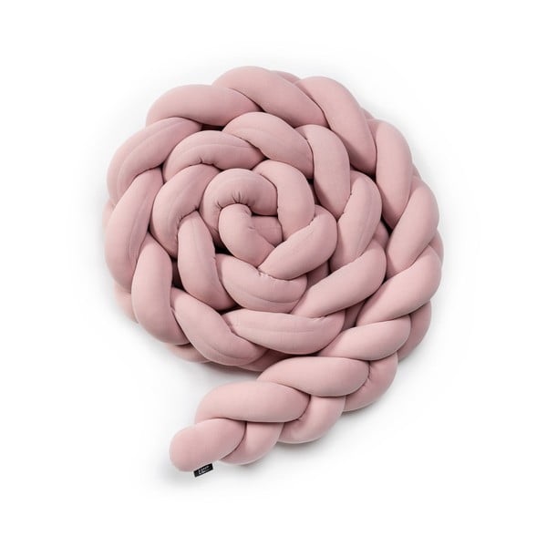 Ružičasta pamučna pletena ogradica za dječji krevetić ESECO, dužina 220 cm
