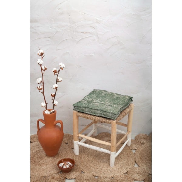 Zelena sjedalica od lana Tierra Bella Green Flowers, 37 x 37 cm-image-1