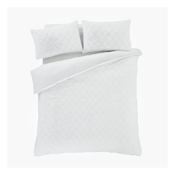 Bijela posteljina za bračni krevet od mikropliša 200x200 cm Cosy Diamond – Catherine Lansfield