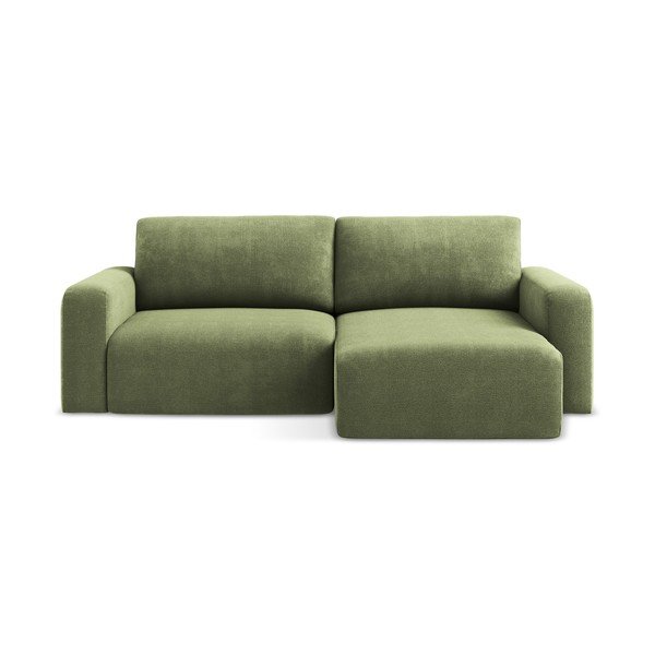 Zelena sklopiva/s prostorom za odlaganje kutna garnitura od šenila (s desnim kutom/s ležaljkom) Kona – Makamii