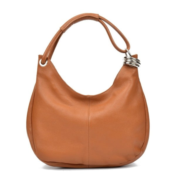 Konjak smeđa kožna torbica Carla Ferreri Mona