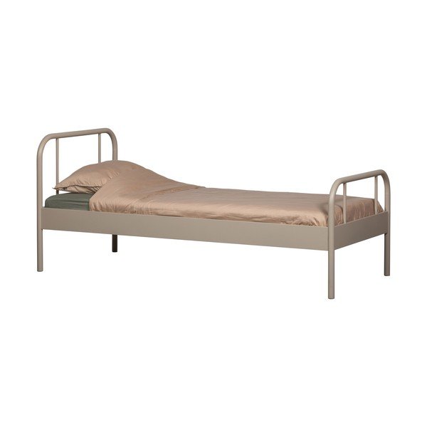 Bež metalni krevet s podnicom 90x200 cm Mata – WOOOD