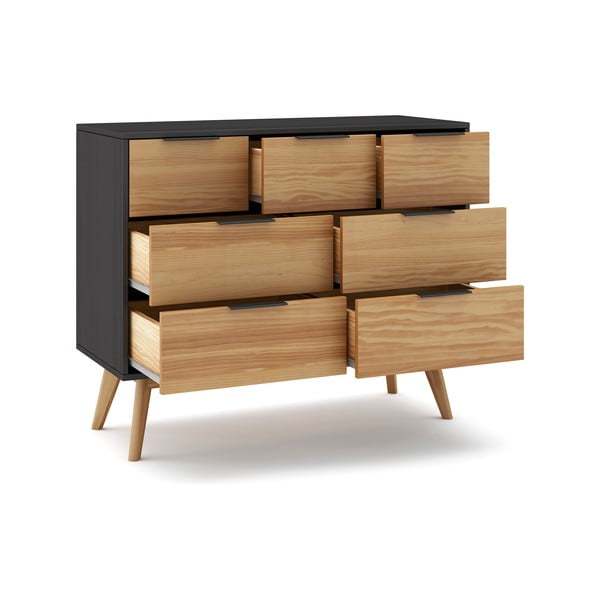 Crna/natur niska škrinja od borovine 120x83 cm Lavis - Marckeric-image-3