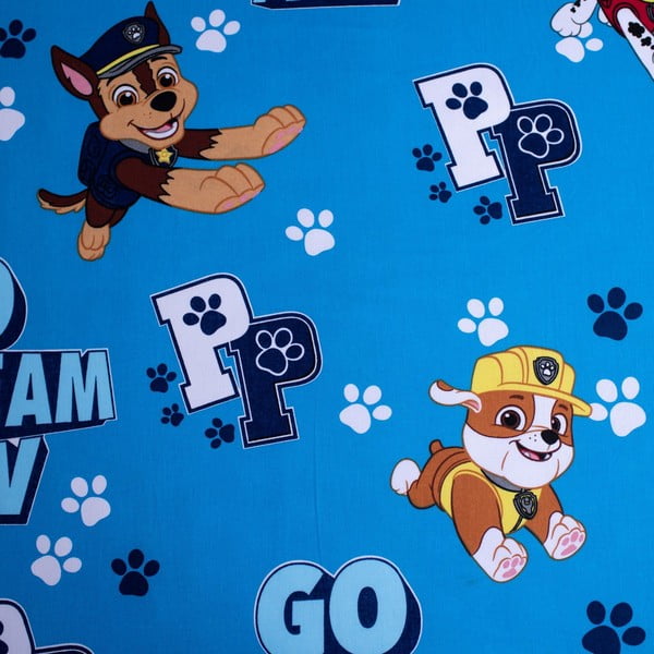 Plava pamučna dječja plahta s gumom 90x200 cm Paw Patrol – Jerry Fabrics-image-1