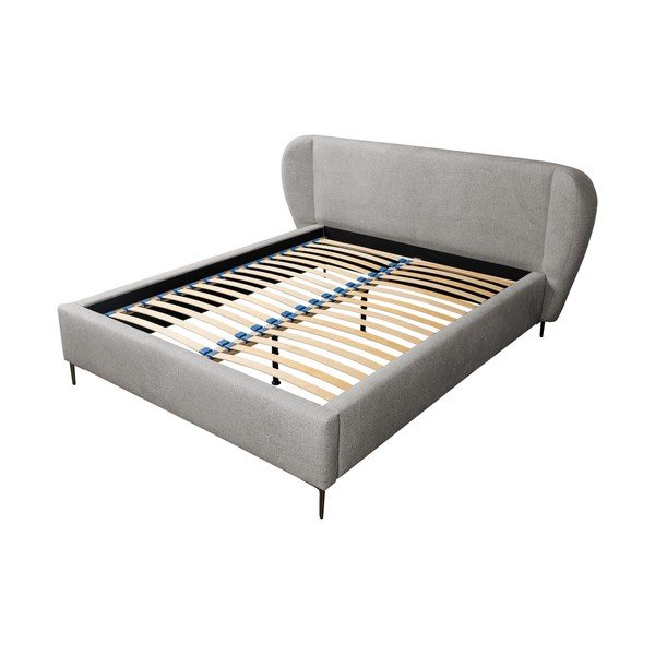 Svijetlo sivi tapecirani bračni krevet s podnicom 180x200 cm Makana – Makamii-image-1