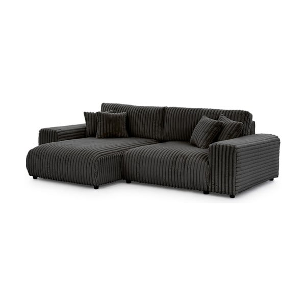 Tamno siva sklopiva/s prostorom za odlaganje kutna garnitura od samta (s lijevim kutom) Sarina – Ropez