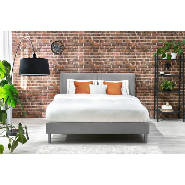 Svijetlo sivi tapecirani bračni krevet s podnicom 180x200 cm Kerry - Bobochic Paris-image-3