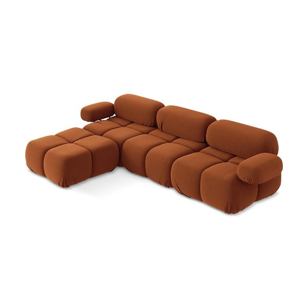 Narančasta baršunasti kutna garnitura Lokua – Makamii-image-1