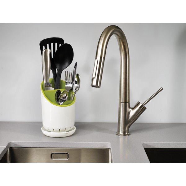 Bijelo-zelena posuda za kapanje za pribor za jelo i kuhinjski alat Joseph Joseph Dock-image-3