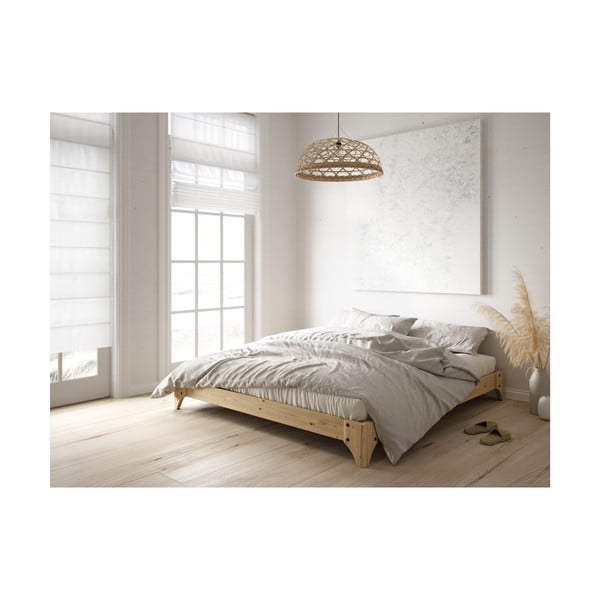 Crni bračni krevet od borovine s podnicom 140x200 cm Elan – Karup Design-image-4