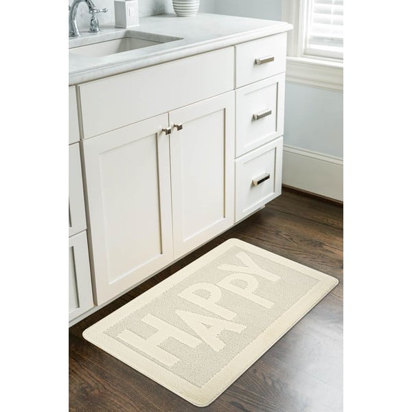 Krem kupaonska prostirka 60x100 cm Happy – Foutastic-image-1