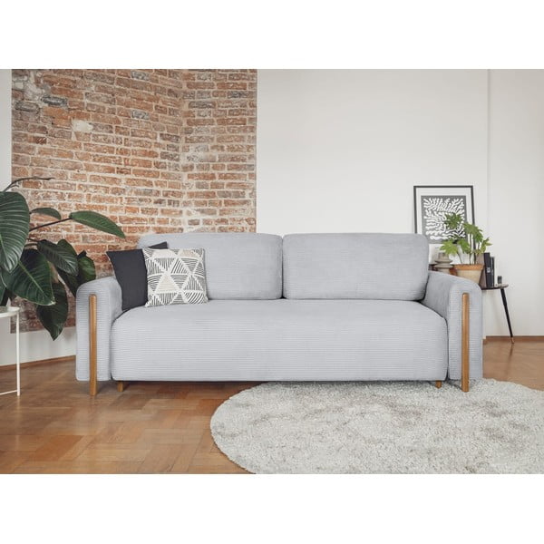 Siva sklopiva/s prostorom za odlaganje sofa od samta 244 cm Arcadova – ELTAP-image-1