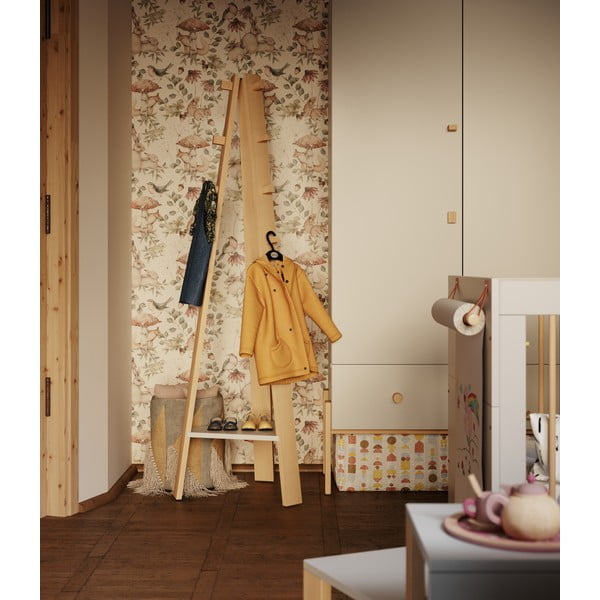 Svijetlo siva dječja vješalica od bukovog drveta Cube - Pinio-image-1