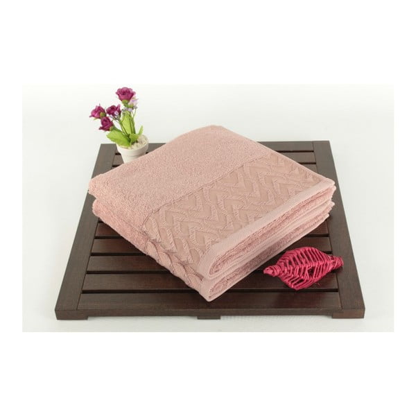 Set od 2 puderasto ružičasta ručnika od 100% pamuka Kalp Dusty Rose, 50 x 90 cm