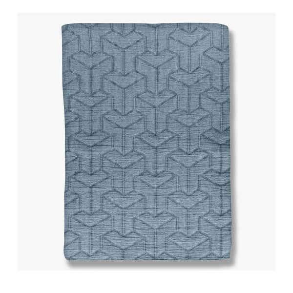 Plavi prekrivač od recikliranog pamuka za bračni krevet 220x250 cm Trio - Mette Ditmer Denmark