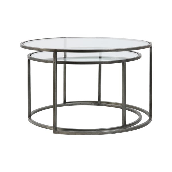 Sivi stakleni okrugli stolići u setu od 2 kom ø 75 cm Duarte - Light & Living-image-3